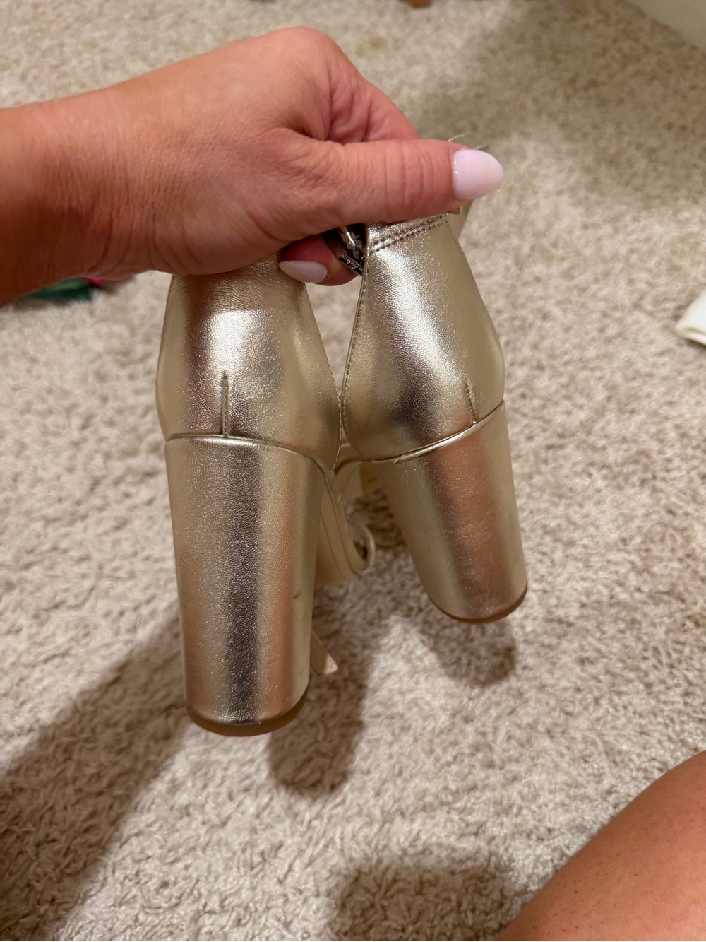 New!!! Sam Edelman - Never Been Worn Satin Metallic Ankle-Strap Heels - Champ - Picture 3 of 4